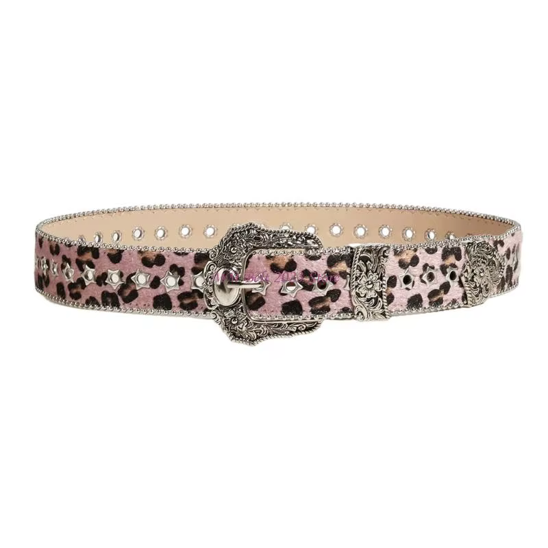 49ME – ceinture imprimée léopard à mode des années avec boucles à ardillon, en PU, pour Jeans