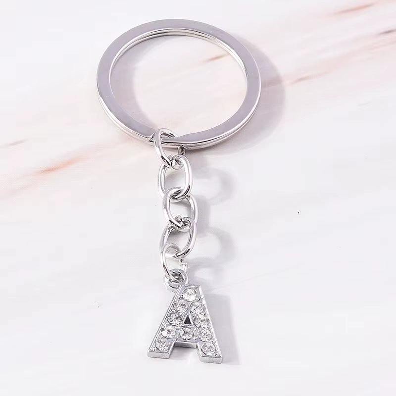 Mode Initiale 26 Lettres A-Z Alphabet Porte-clés Strass Porte-clés Pmotfor Voiture Clé Sac Décor Cha