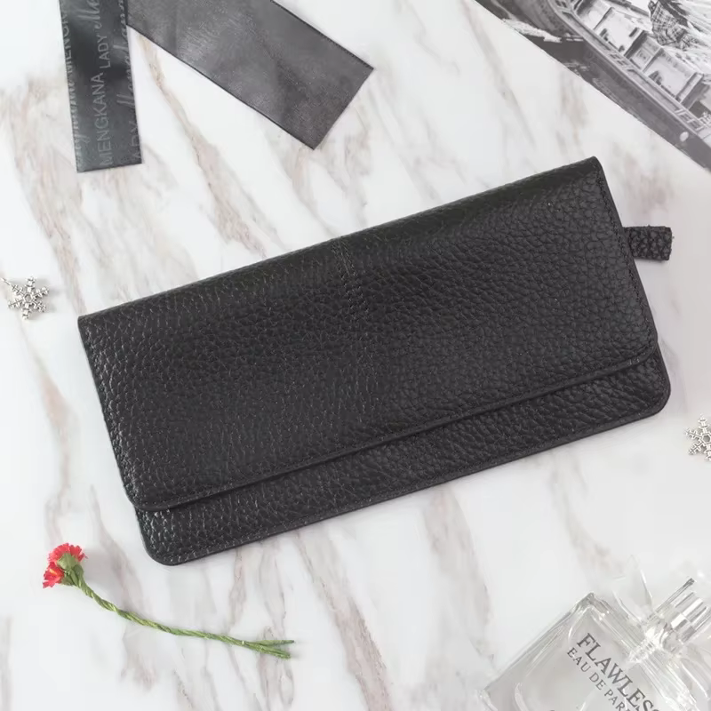 Portefeuille long en cuir véritable pour femme, sac à fermeture éclair, multicolore, épissage, porte