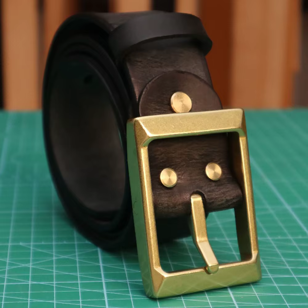 DistMurcia-Ceinture rétro en laiton faite à la main pour homme, cuir de vachette moderne et polyvale