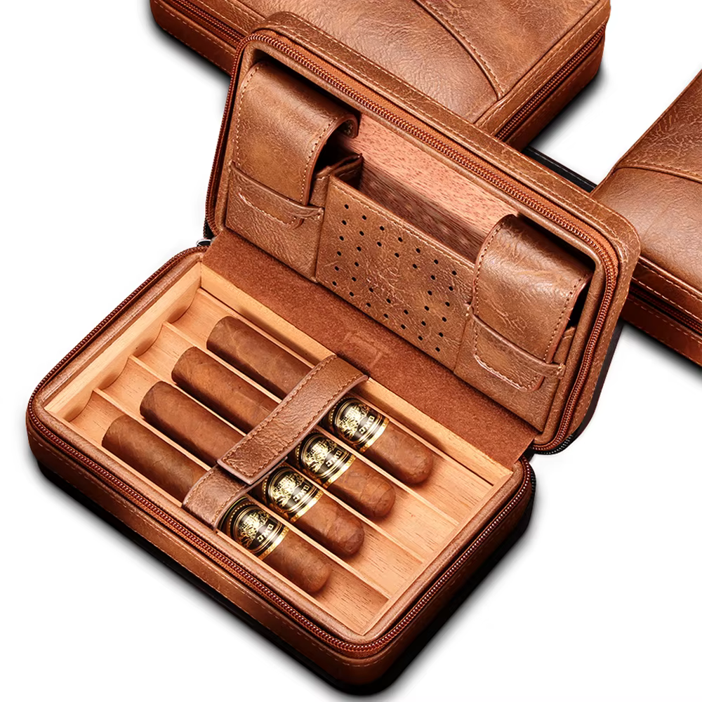 GALINER-Boîte à cigares en cuir avec accessoires, étui de voyage portable pour humidificateur, suppo