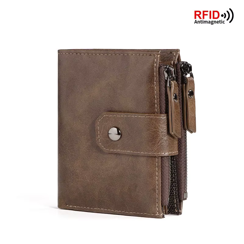 2024 nouveau porte-monnaie pour hommes portefeuille RFID blocage fermeture éclair vintage portefeuil