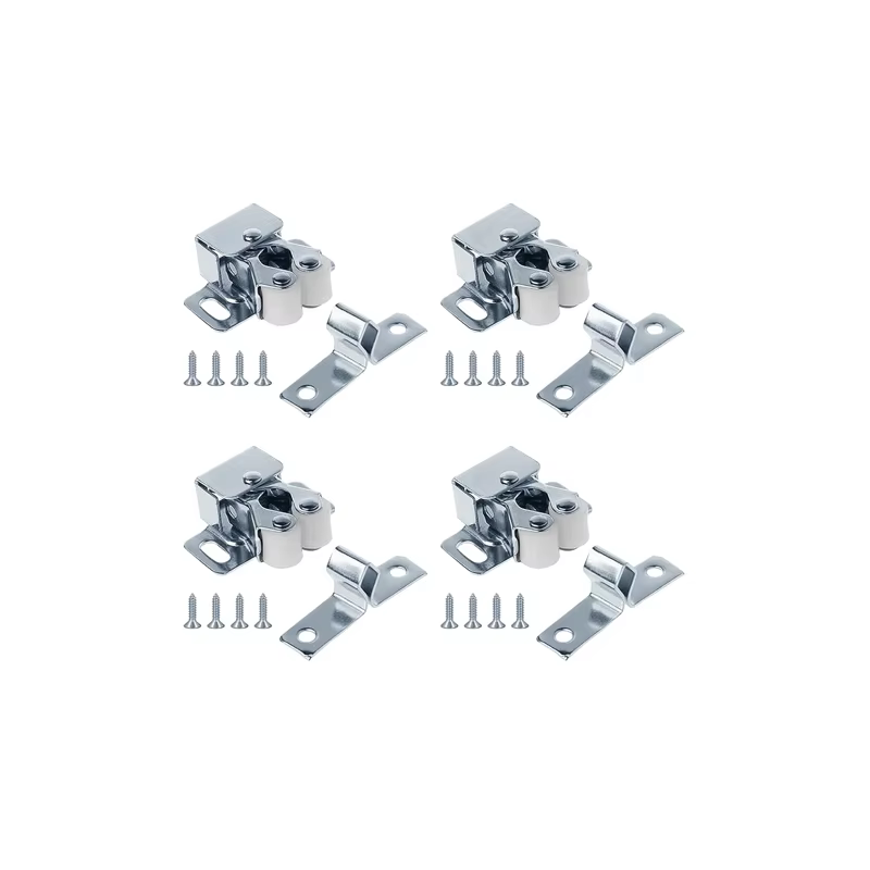 Lot de 4/6 loquets de porte à double rouleau pour armoire et placard, avec vis, pour cuisine et autr