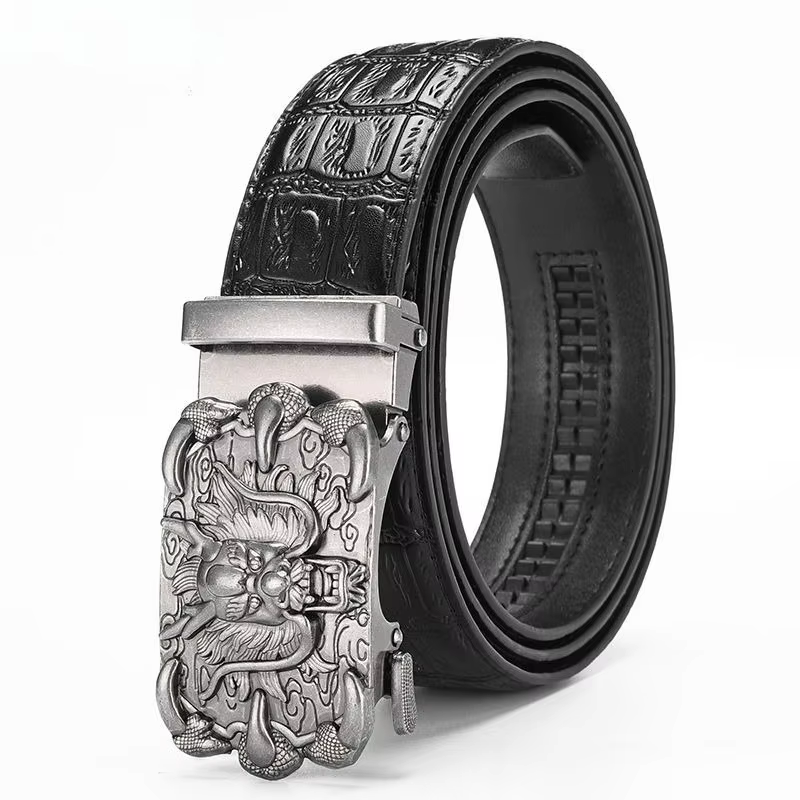Ceinture en cuir véritable pour homme de haute qualité, motif crocodile, boucle chinoise Loong, cein