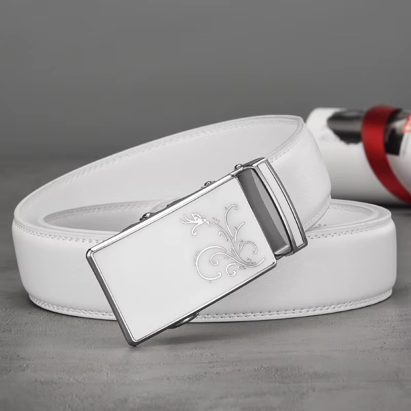 Ceinture en cuir de vachette automatique pour homme, ceinture double face, cuir véritable, chic, déc
