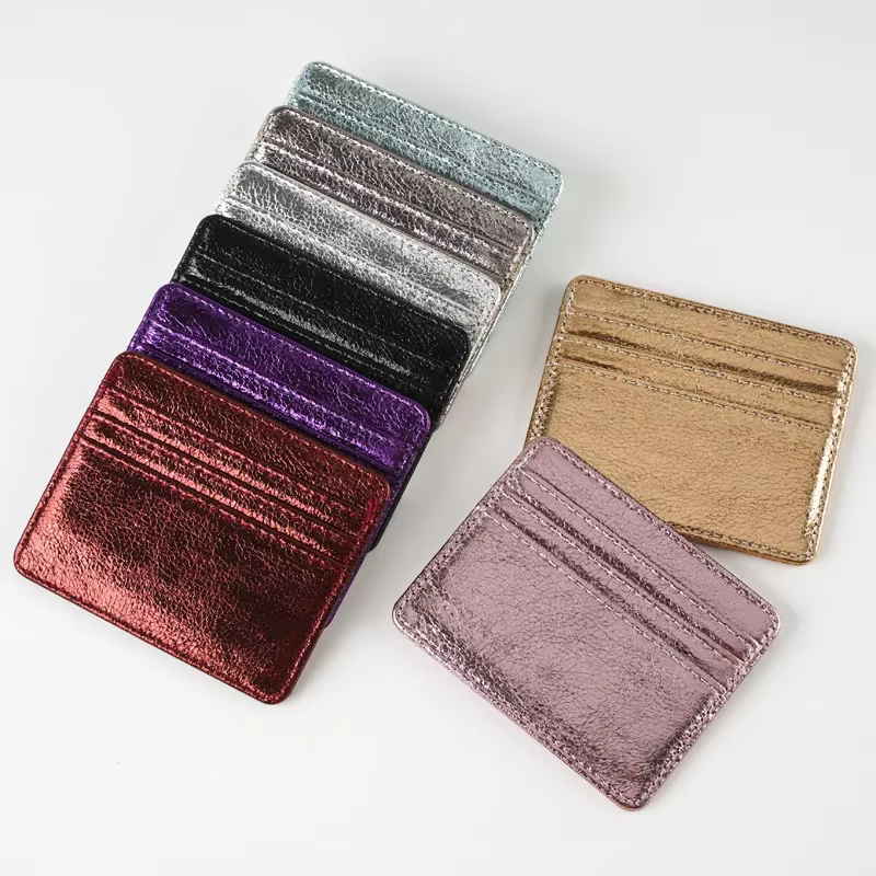 Femmes mince porte-carte portefeuille léger multi-porte-carte étui en cuir Pu carte de crédit argent
