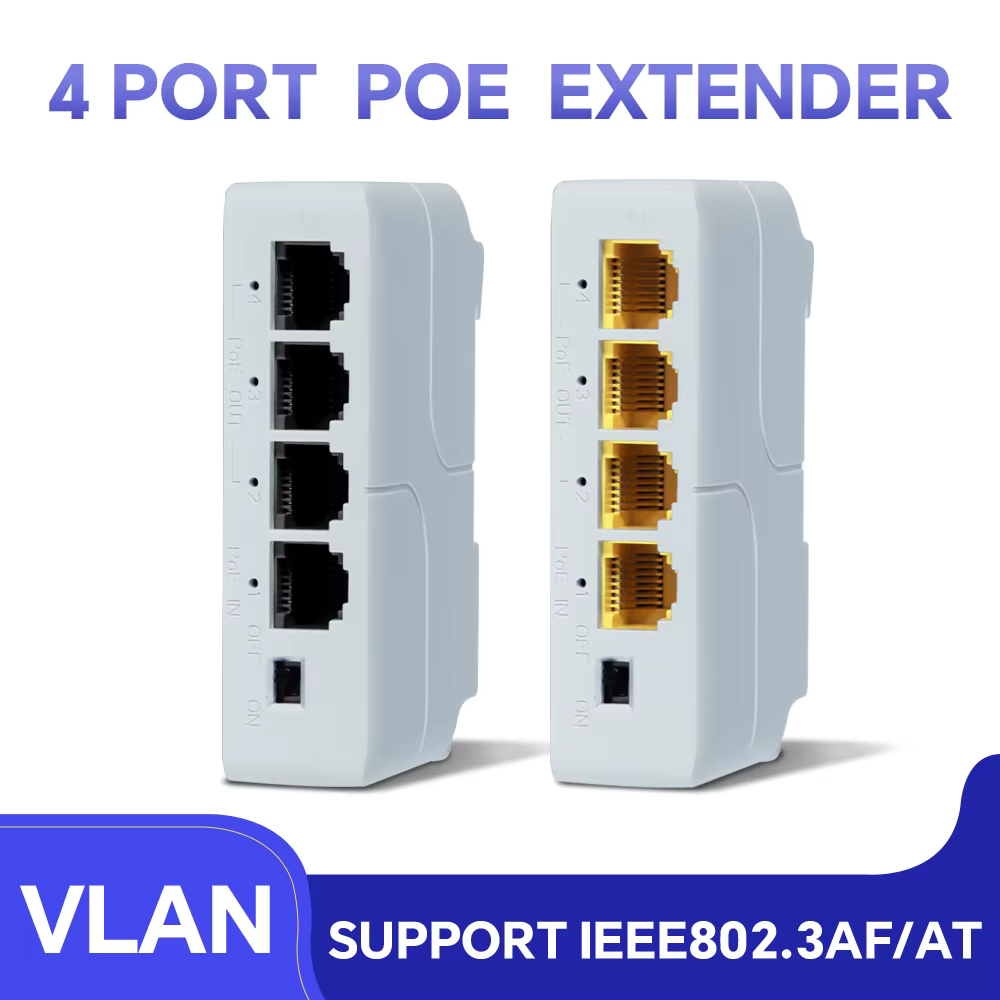 Hisource – extension Ethernet POE 4 Ports 100Mbps, prise en charge du réseau monté sur Rail DIN, nor