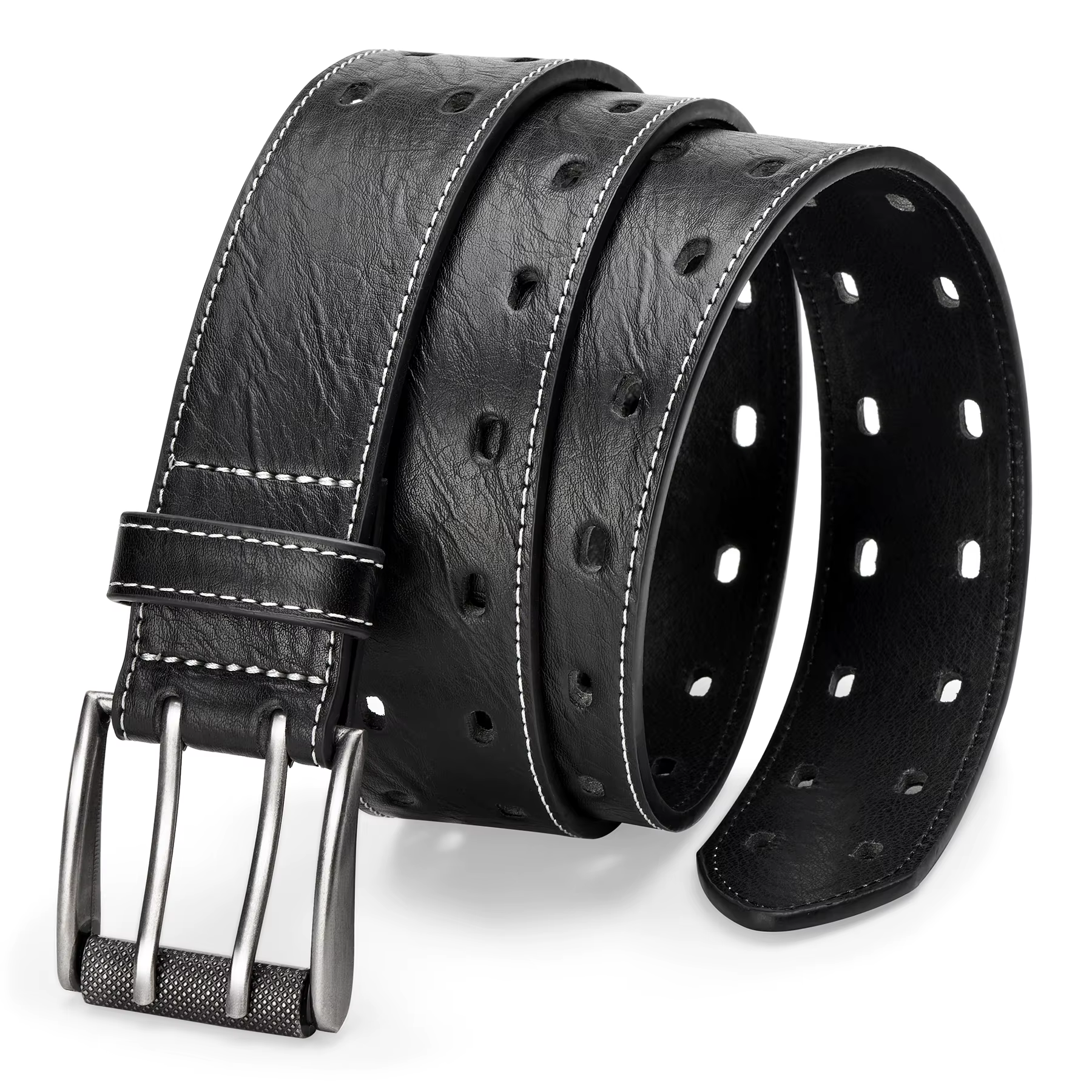 Ceinture classique à Double broche pour hommes, mode décontractée, travail robuste, ceintures en Fau
