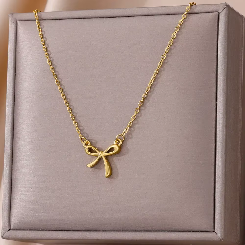 Collier pendentif porte-bonheur couleur or pour femmes, bijoux en acier inoxydable, accessoire esthé