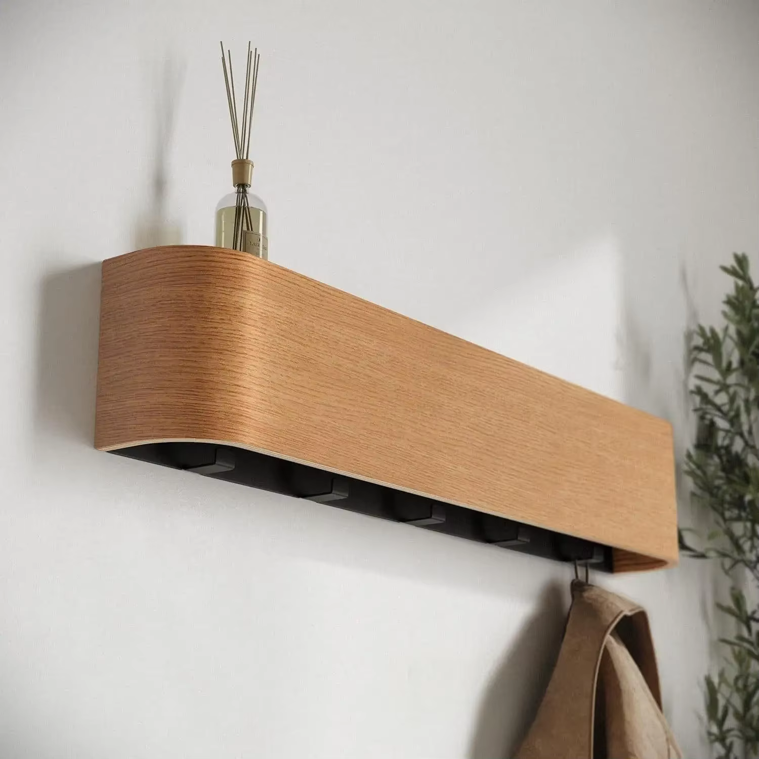 Porte-manteau mural en bois de noyer - Porte-vêtements esthétique minimaliste moderne, support simpl