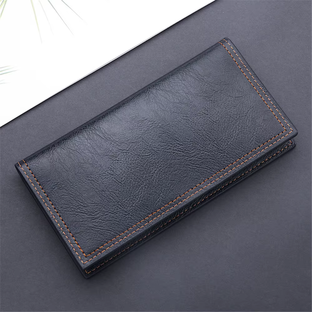 Portefeuilles longs en cuir PU pour hommes, porte-cartes de crédit, porte-monnaie, mince, vintage, n