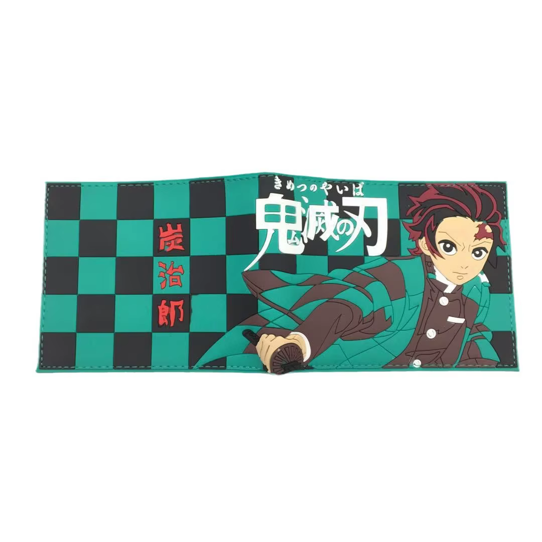 Portefeuille en PU de dessin animé Demon Slayer, porte-monnaie créatif Simple et pliable, carte mult