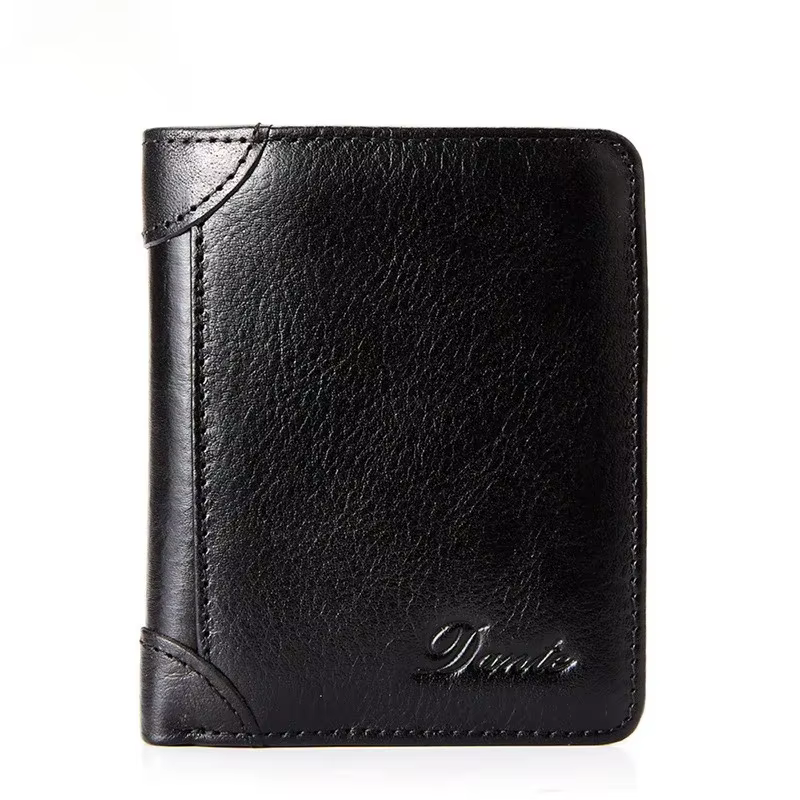 Portefeuille en cuir véritable Pour hommes deux sacs à main pliants RFID porte-cartes pour hommes
