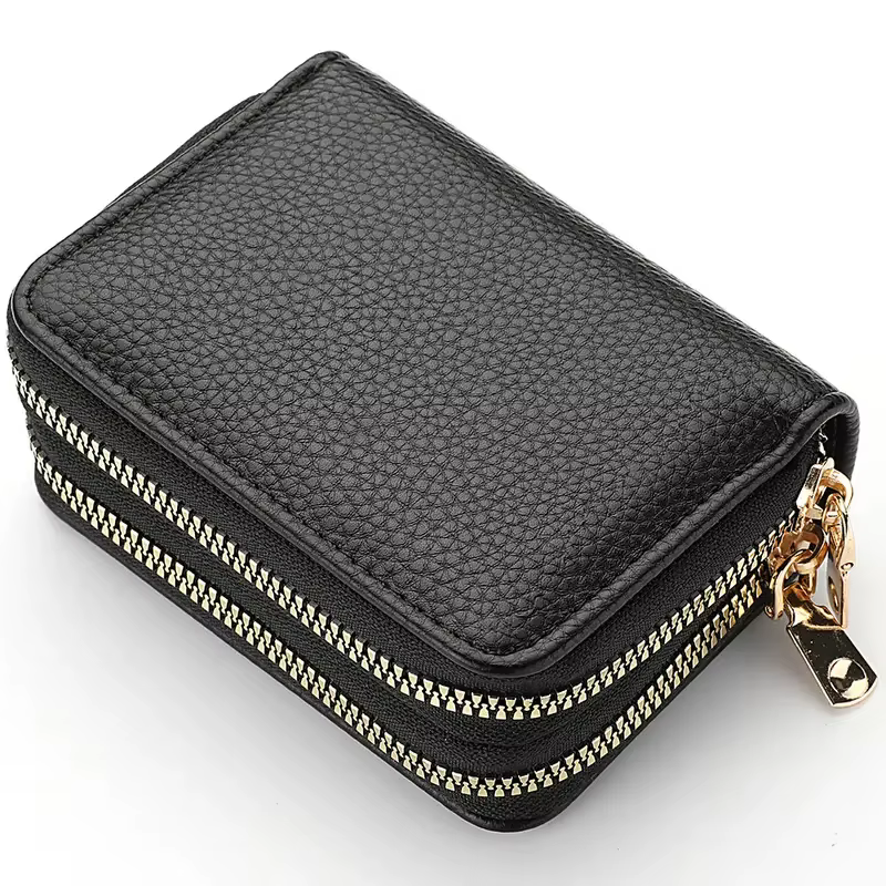 Portefeuille à Double fermeture éclair pour femmes, porte-carte de crédit court à la mode avec porte