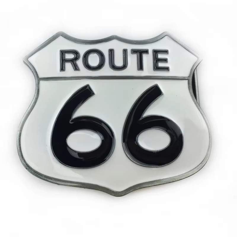 Boucle de ceinture ROUTE 66, style western décontracté et tendance