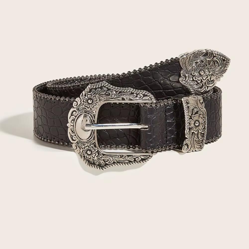 Ceinture de luxe en cuir pour femmes, boucle gravée en métal, boucle réglable, chaîne de taille à ho