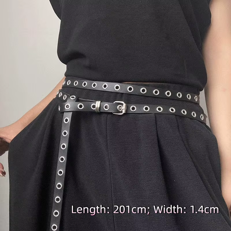 Ceinture Double cercle noire unie polyvalente pour femmes en cuir PU pour décoration de robe et de j