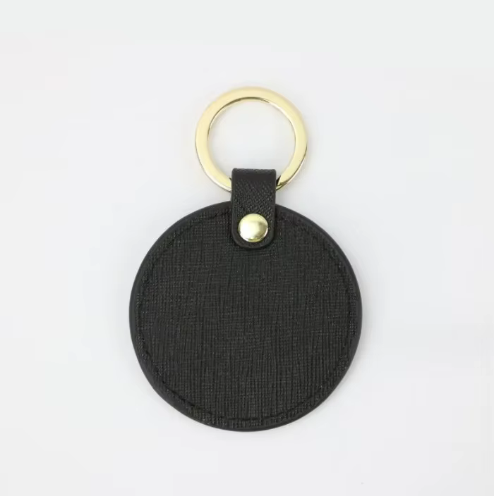 Porte-clés rond initial personnalisé gratuit, porte-clés de voiture en cuir véritable saffiano, anne