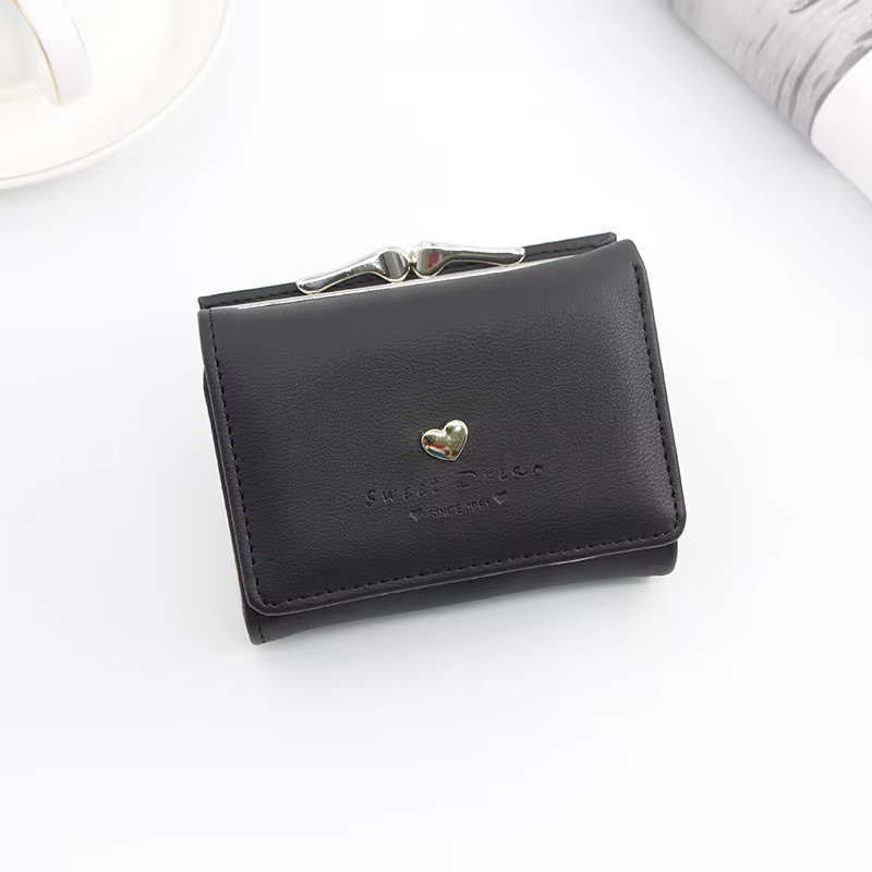 Petit portefeuille femme coeur aimant court portefeuille femme porte-carte filles Mini femme mode da