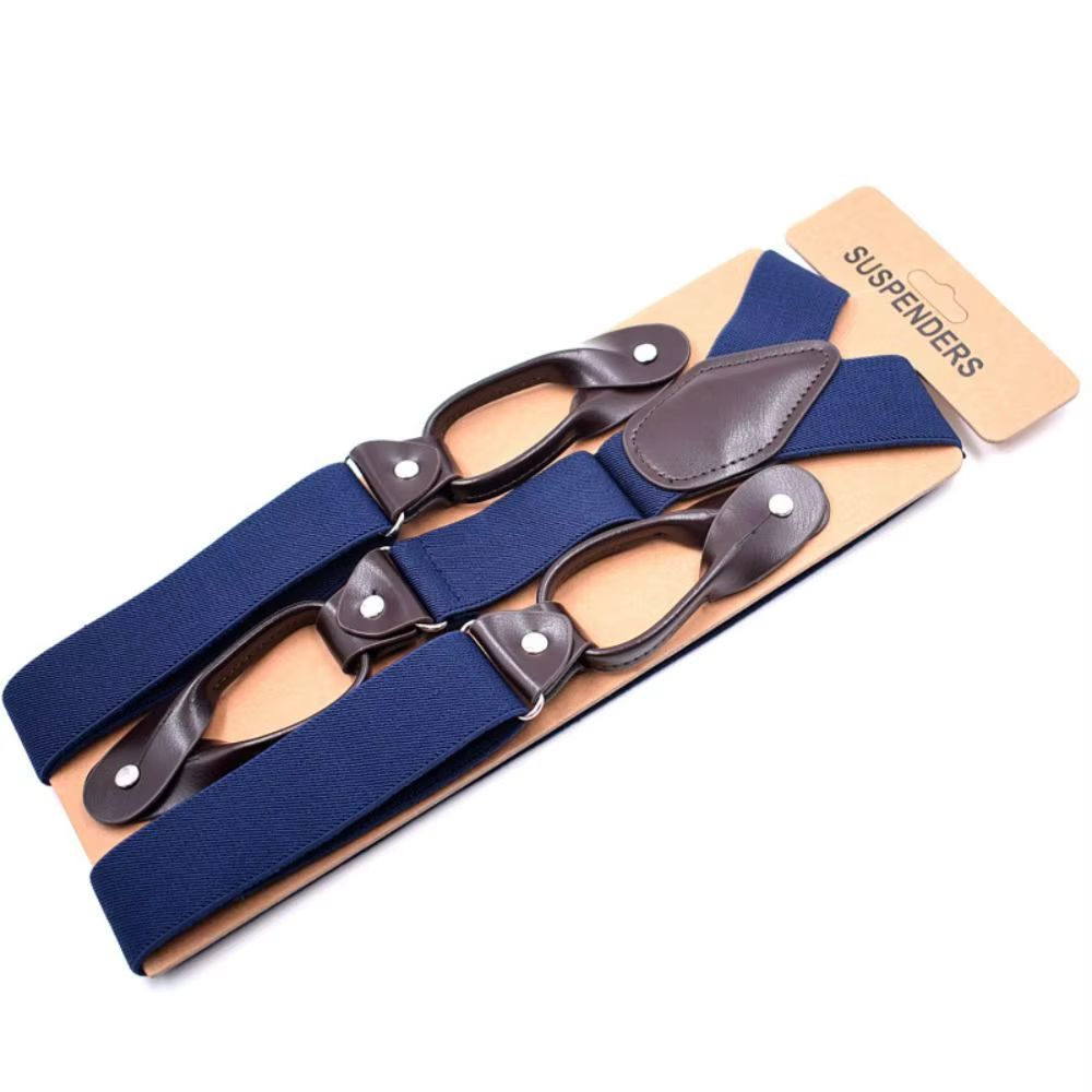 Bretelles Vintage en cuir pour hommes et femmes adultes, bout de bouton garni, dos en Y, bretelles é