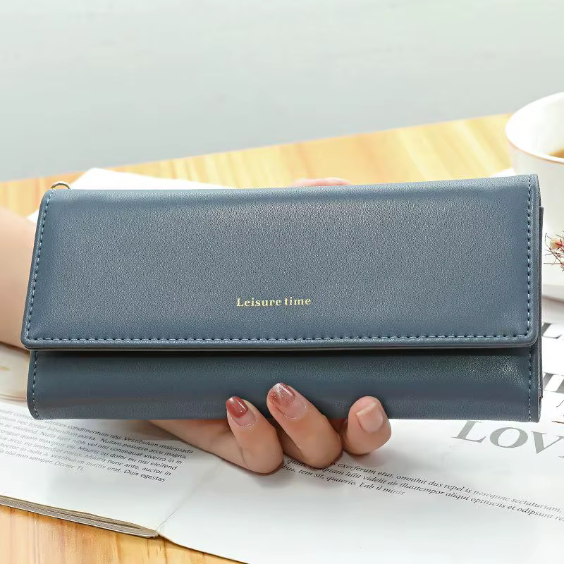 Portefeuille long pour femme, grande capacité, en cuir PU, pochette multi-cartes, fermeture éclair, 