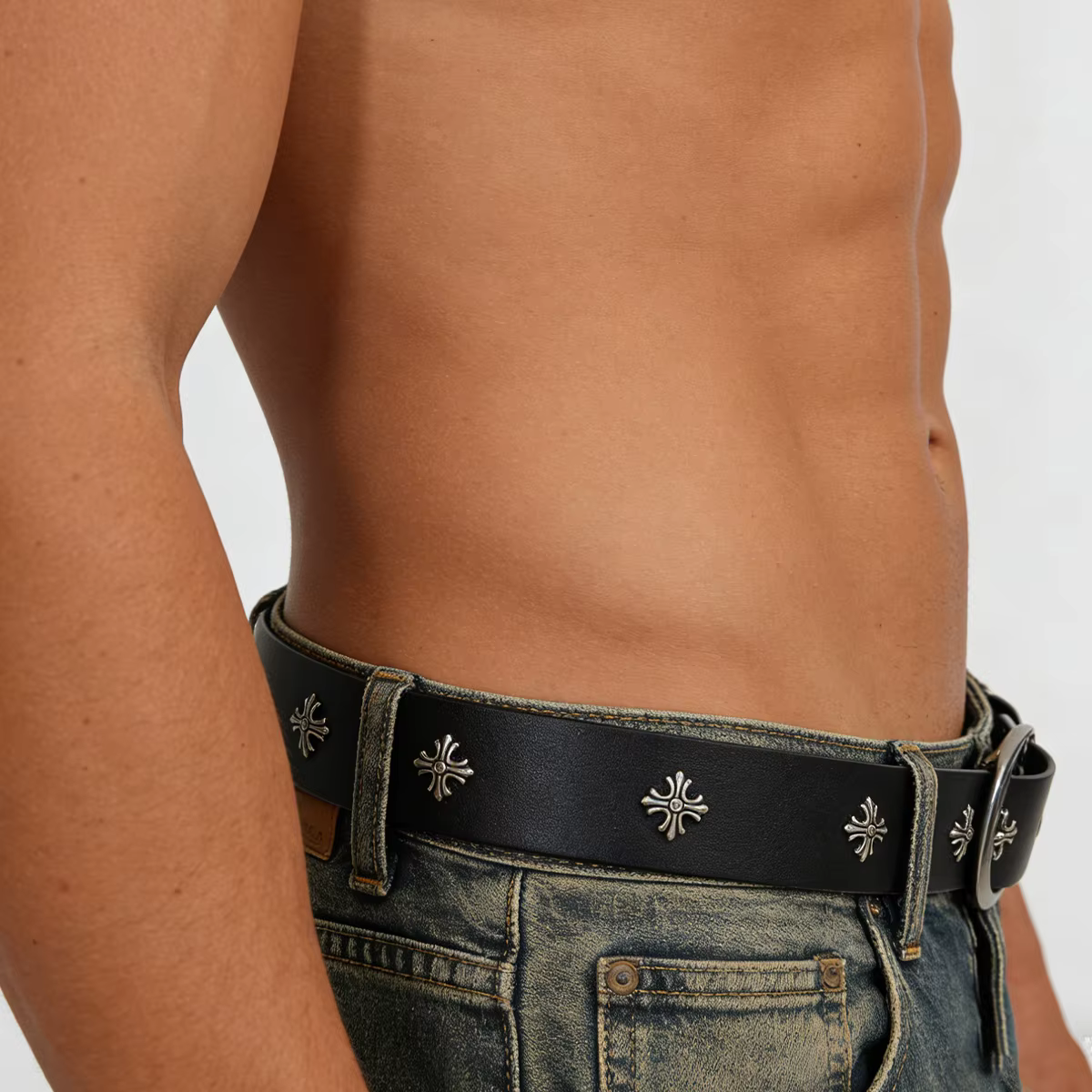 Ceinture cloutée pour hommes et femmes, style Y2K, métal, punk rock, rivets, grandes tailles, ceintu