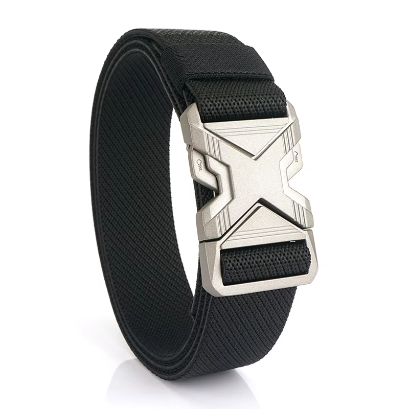 KOLBER Nouvelle Ceinture Élastique Argentée Pour Hommes Boucle En Métal À Dégagement Rapide 3.4cm Ce