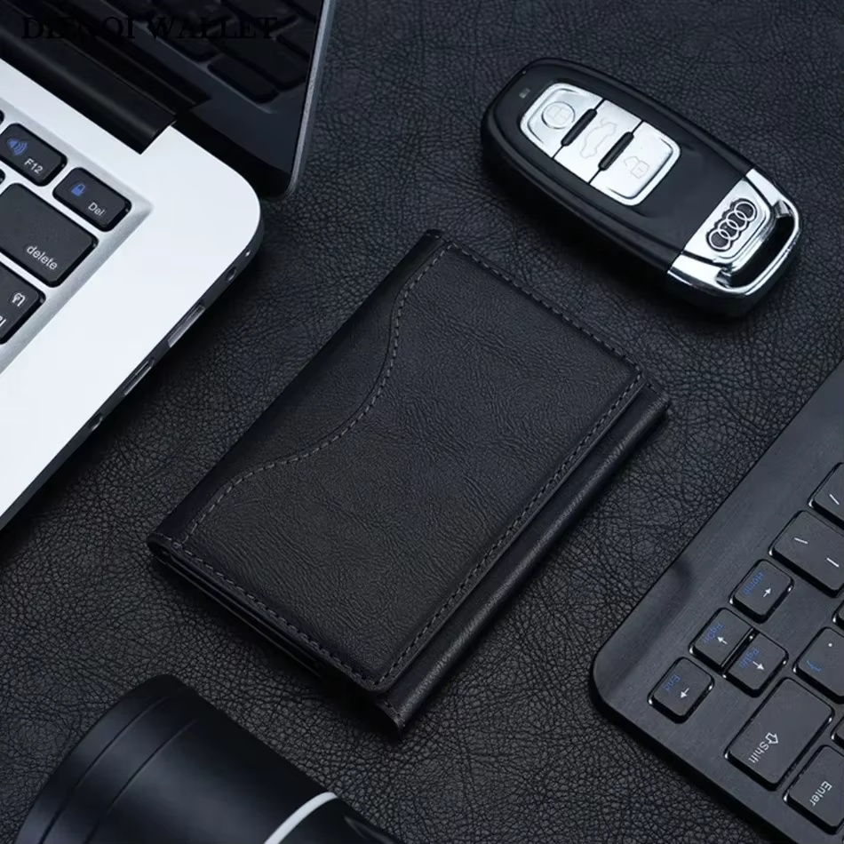  Magsafe Porte-cartes en cuir PU pour hommes et femmes – Portefeuille de cartes magnétiques élégant