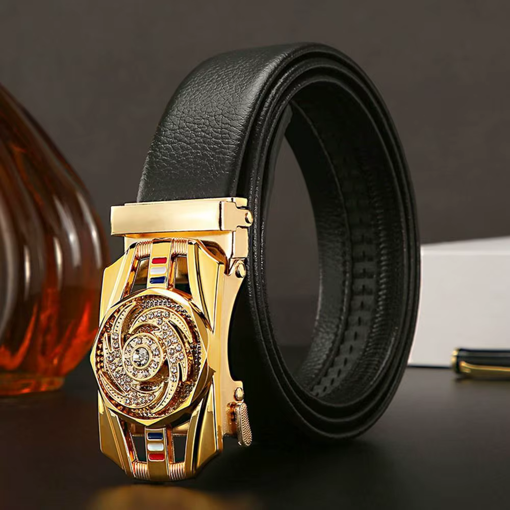 Ceinture en cuir à boucle automatique pour hommes, heure d'affaires pour courir, boucle de taille do