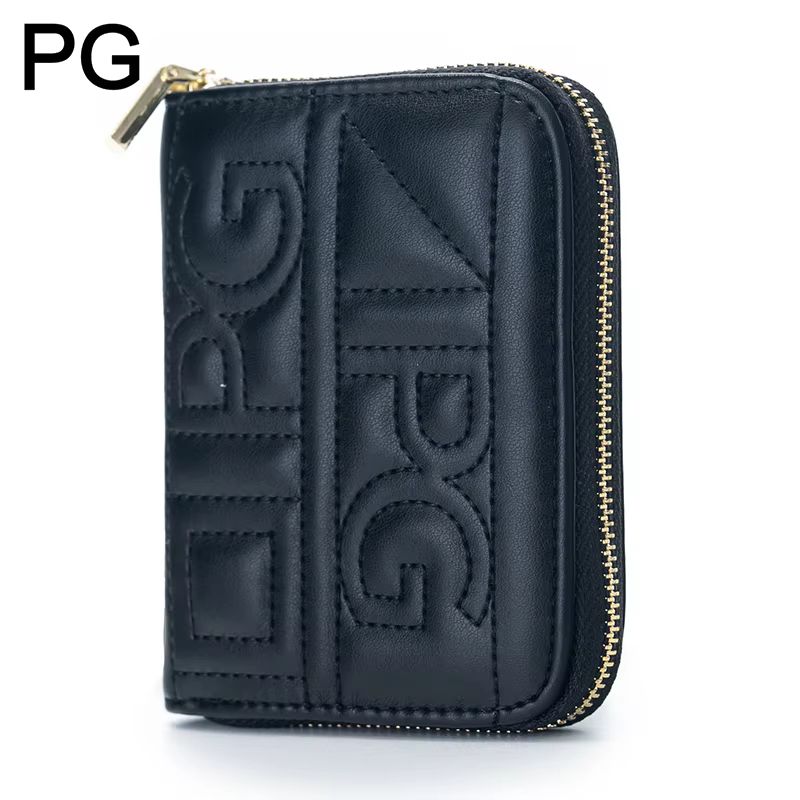 Portefeuille court matelassé à fermeture éclair PG pour femme, avec plusieurs emplacements pour cart