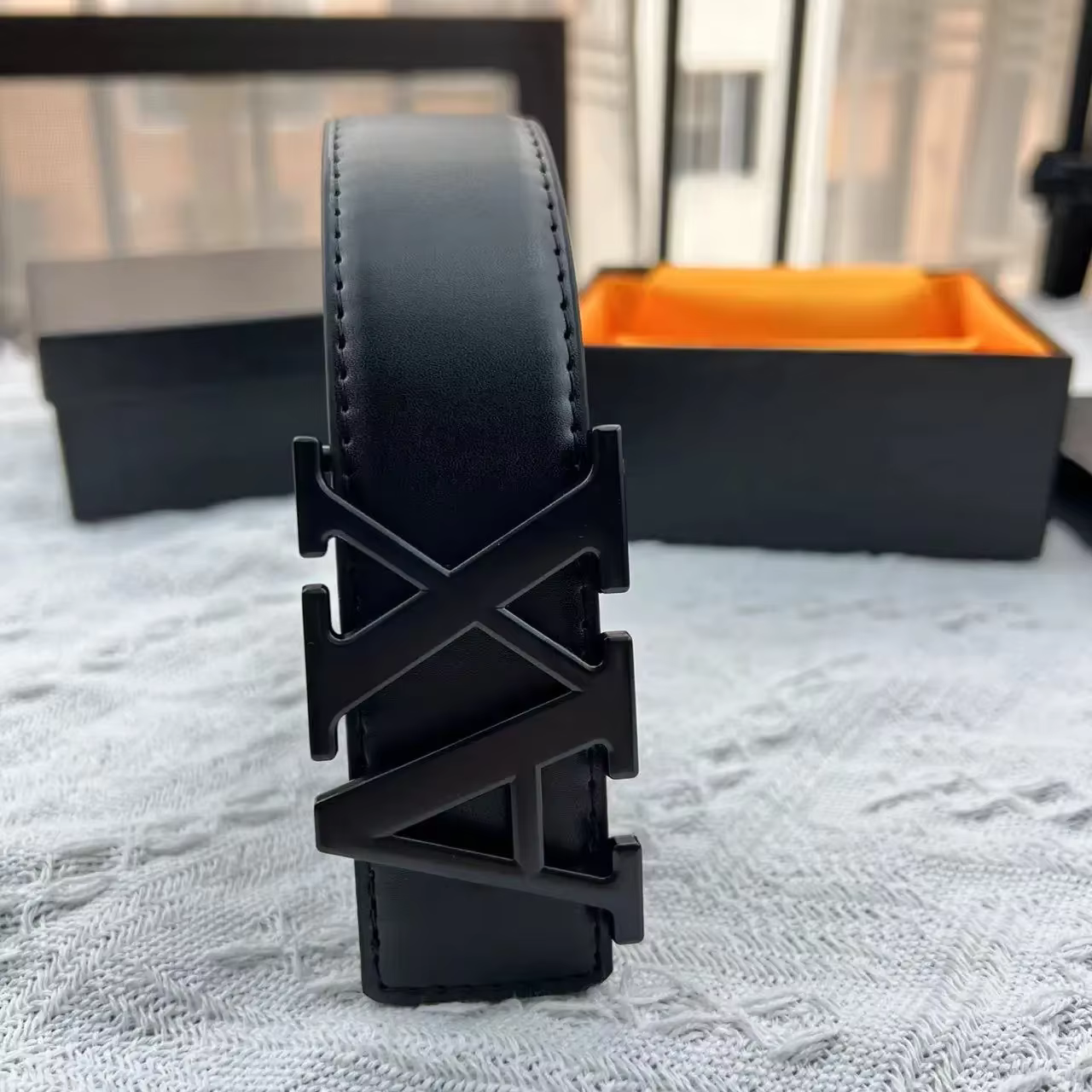 Ceinture Homme 2026 de Haute Qualité, Largeur 3,5 cm, avec Boucle Lettre AX, en Cuir PU Tendance, Si