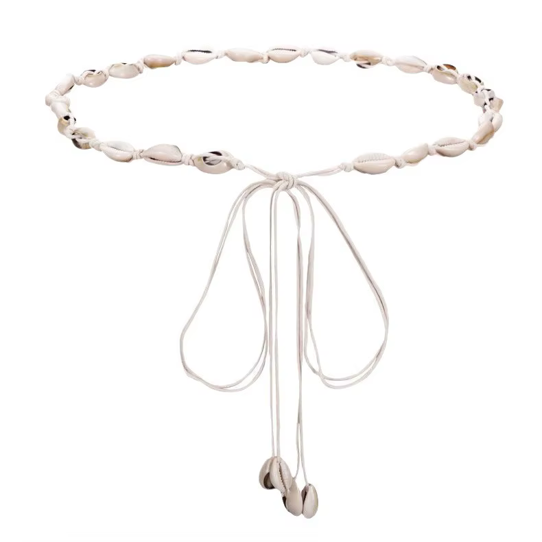 Ceinture fine en coquillage blanc pour femme, style ethnique bohème, ULtissée, sangles décoratives p