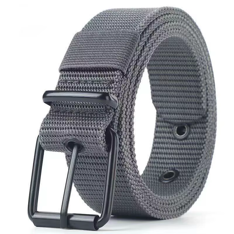 Ceinture en toile poreuse pour hommes, boucle ardillon, ceinture en cuir, ceinture de sport de plein