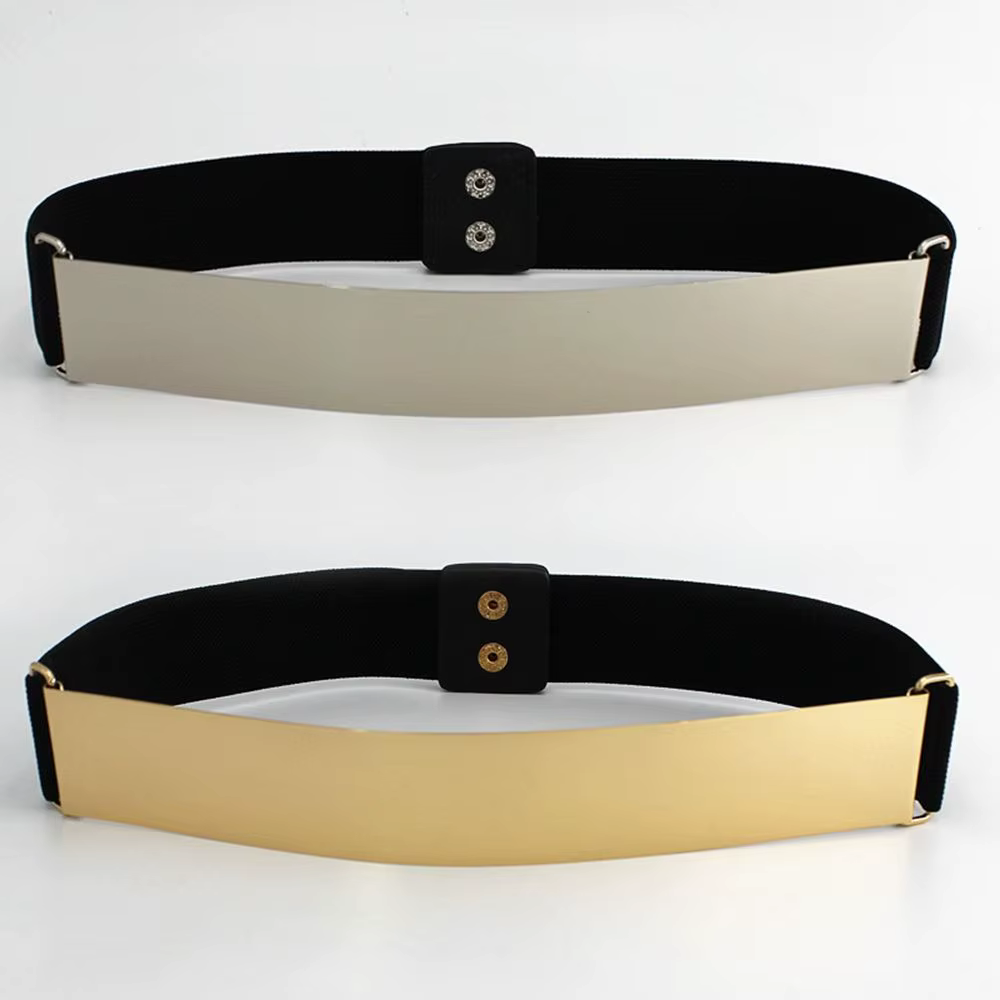 Ceinture élastique en métal argenté pour femmes, élégante, réglable en or, assortie avec tout, ceint