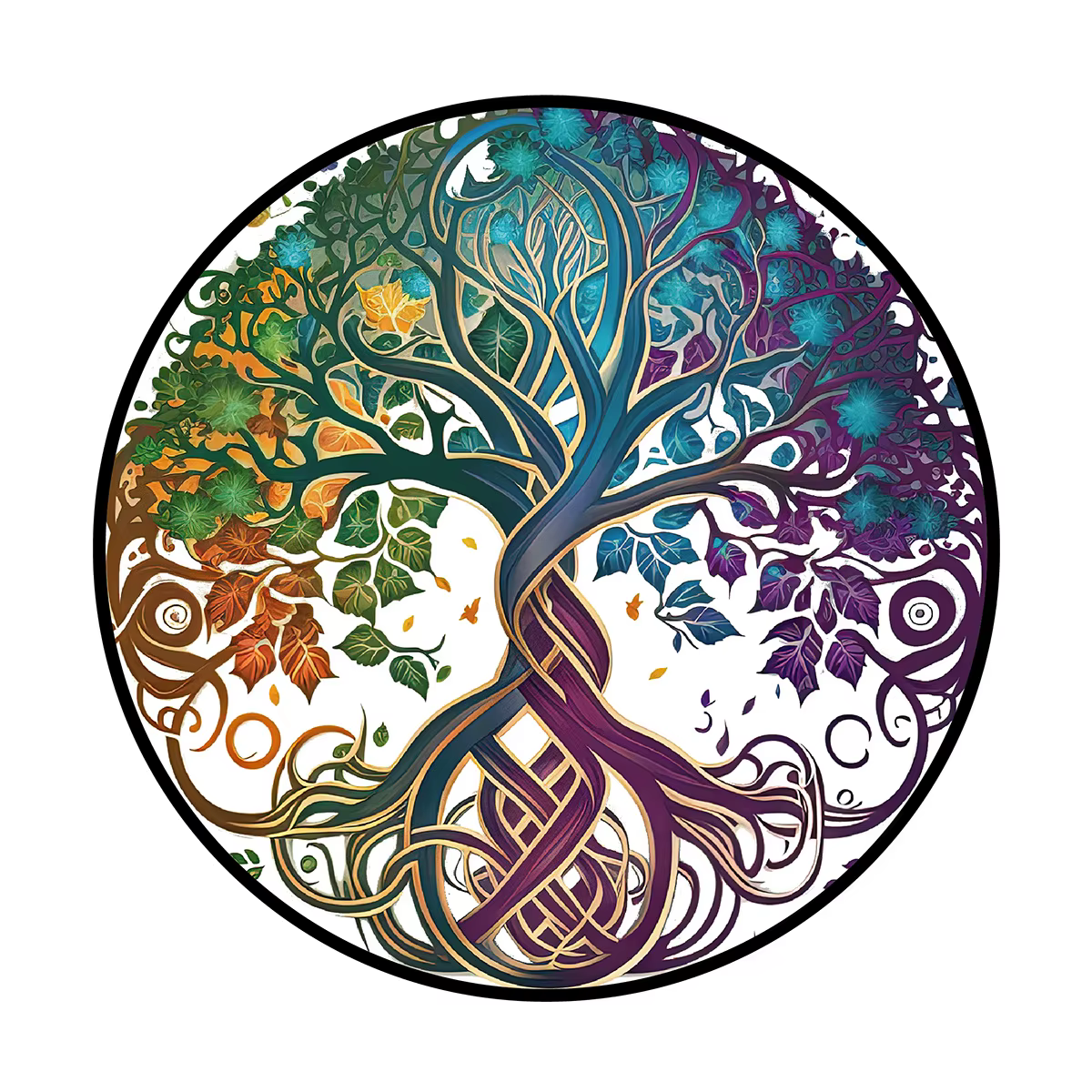 Arbre porte-bonheur rond en acrylique peint, pendentif décoratif mural, artisanat créatif, étiquette