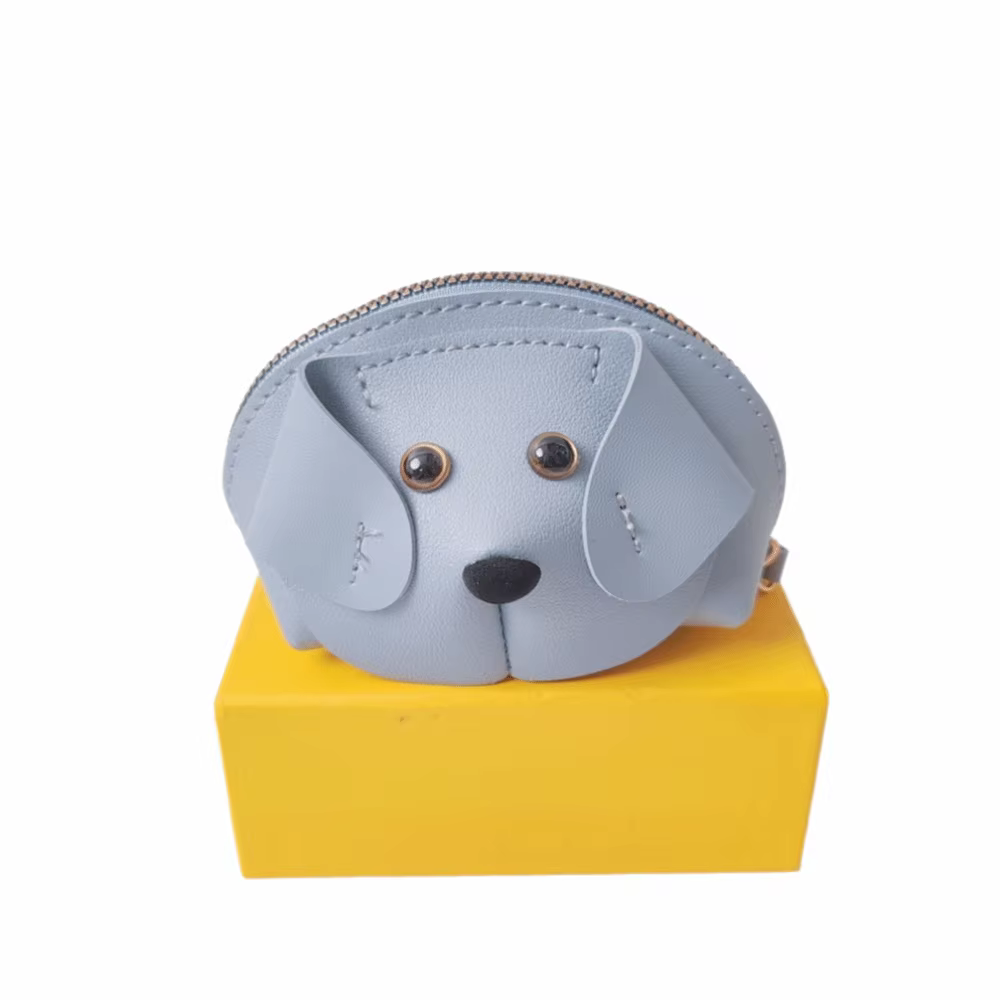 Porte-monnaie en cuir PU, mini format, style enveloppe rouge, avec fermeture éclair, design chien, p