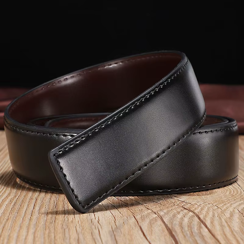 Ceinture à boucle ardillon multi-tailles réglable, marron, noir, Double face, sans boucle de ceintur
