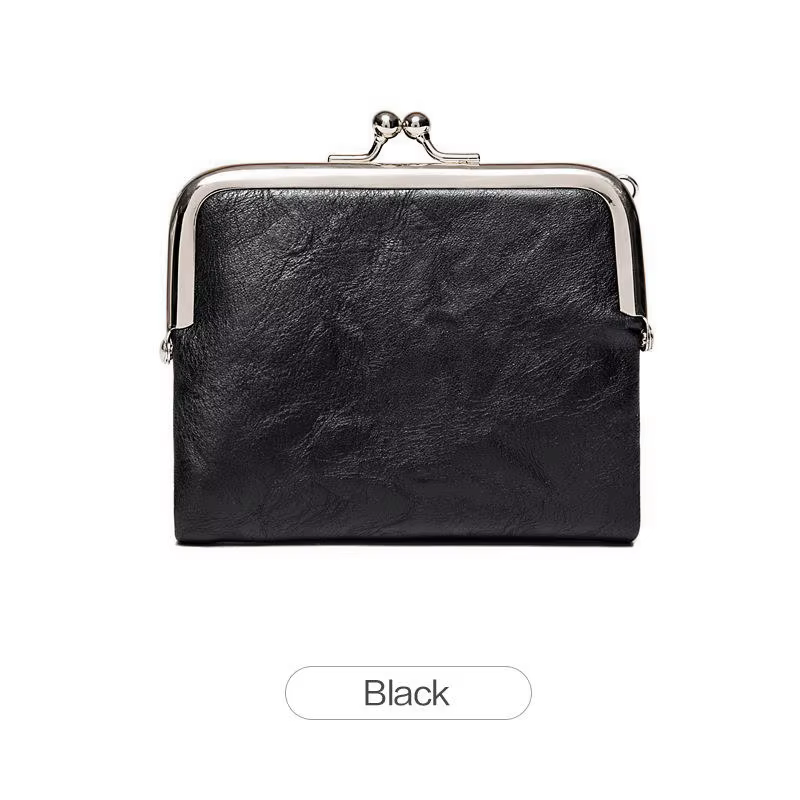 Portefeuille vintage en cuir pour femme, porte-monnaie à fermoir, pochette courte, porte-cartes à fe