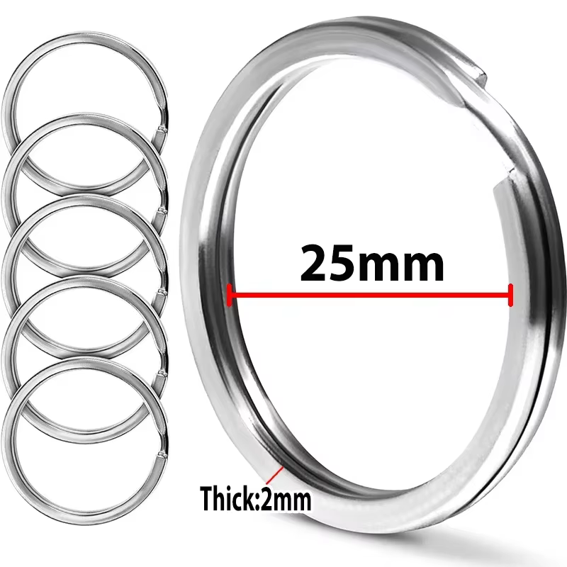 Porte-clés en acier inoxydable, 10 à 30 pièces, argent poli, rond, fil plat, fendu, pour la fabricat
