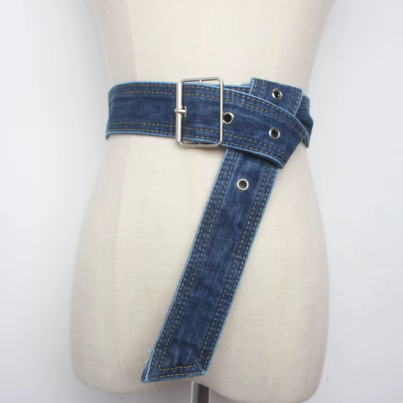 Ceinture en jean pour femme, ceinture décorative bleue pour robe, ceinture de mode, ceinture de tail