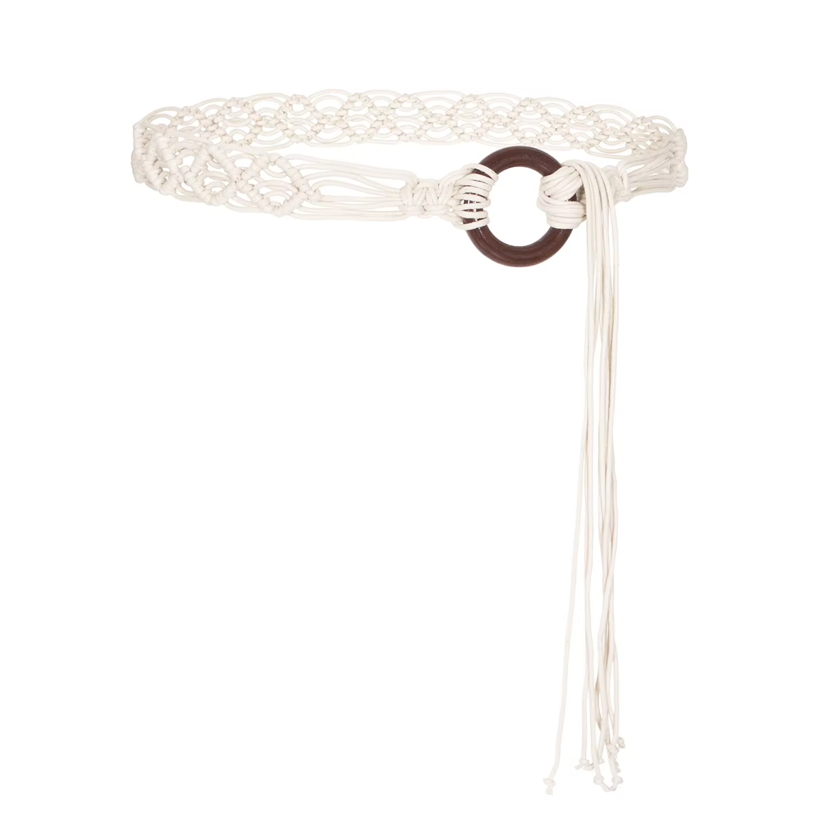 2025 nouveau bohème macramé tressé ceinture noir chameau Beige longue corde tissé noeud Style ethniq