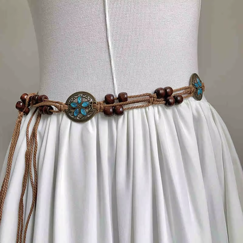 Création d'une ceinture audio pour femme, la nouvelle ceinture audio rétro ethnique de cet été est u