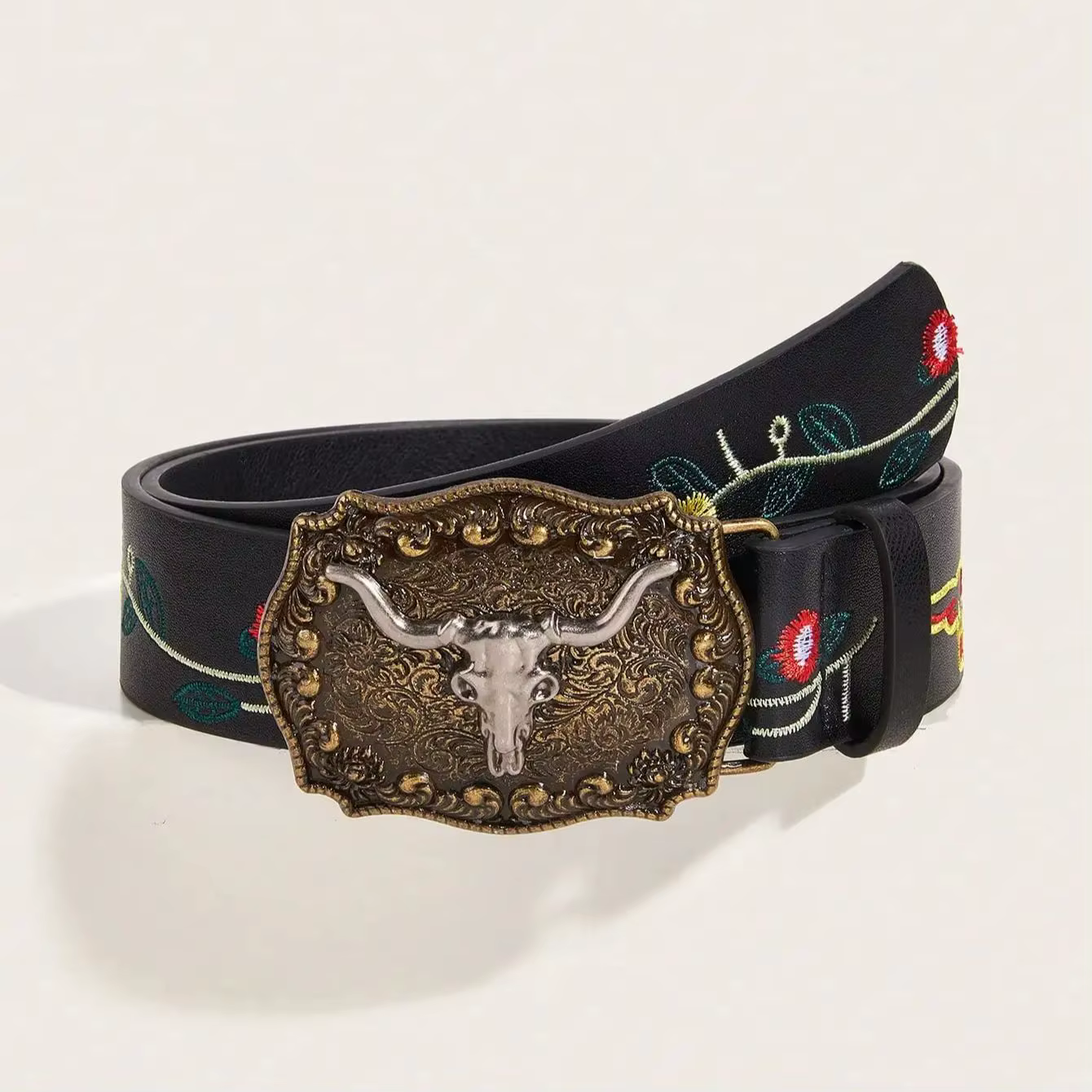 Ceinture imprimée à boucle de cowboy vent de cowboy occidental vintage