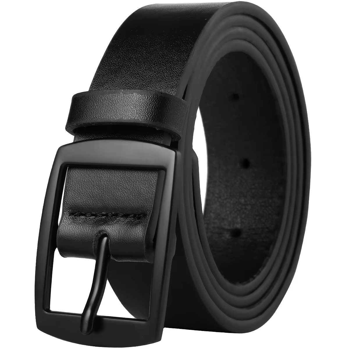 1 ceinture en cuir PU à la mode pour homme, design rétro simple, boucle de ceinture lisse, adaptée à
