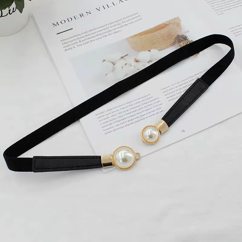 Ceinture artificiel astique Fine pour Femme, 1 Pièce, Sangle de Commande, Design Élégant, Noir, Marr
