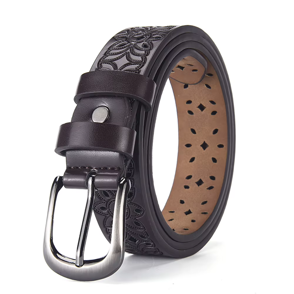 Ceinture de luxe légère à fleurs creuses rétro pour femmes, adaptée aux pantalons décontractés, à la