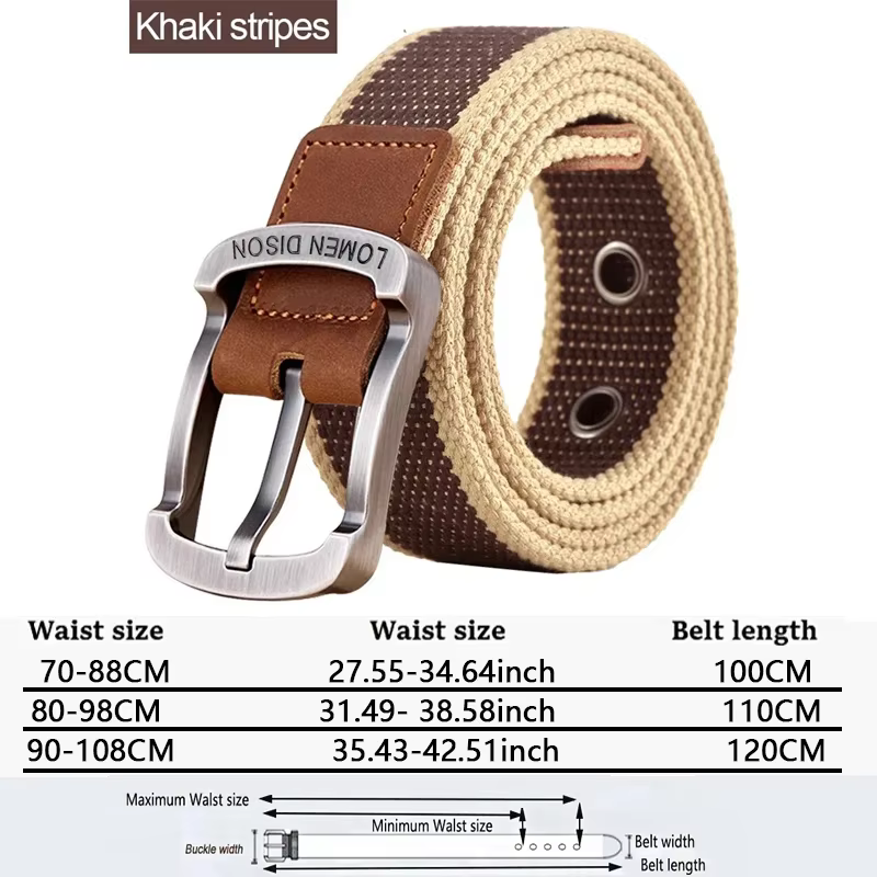 Ceinture en toile pour homme, ceinture en tissu pour étudiant, ceinture de créateur pour pantalon, c