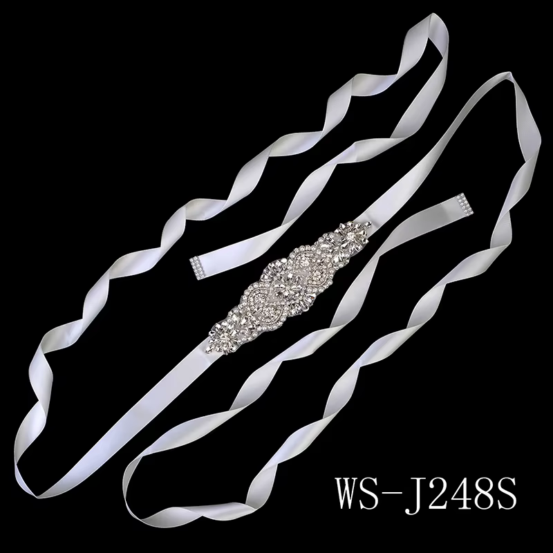Ceinture de mariée en cristal argenté pour femmes, ceinture de robe de mariée élégante avec pierres,