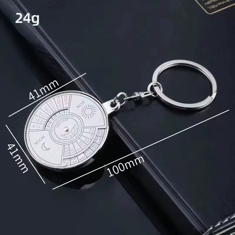 Porte-clés Calendrier Perpétuel Rotatif 50 Ans – Anneau de Clés Créatif en Alliage pour Hommes et Fe
