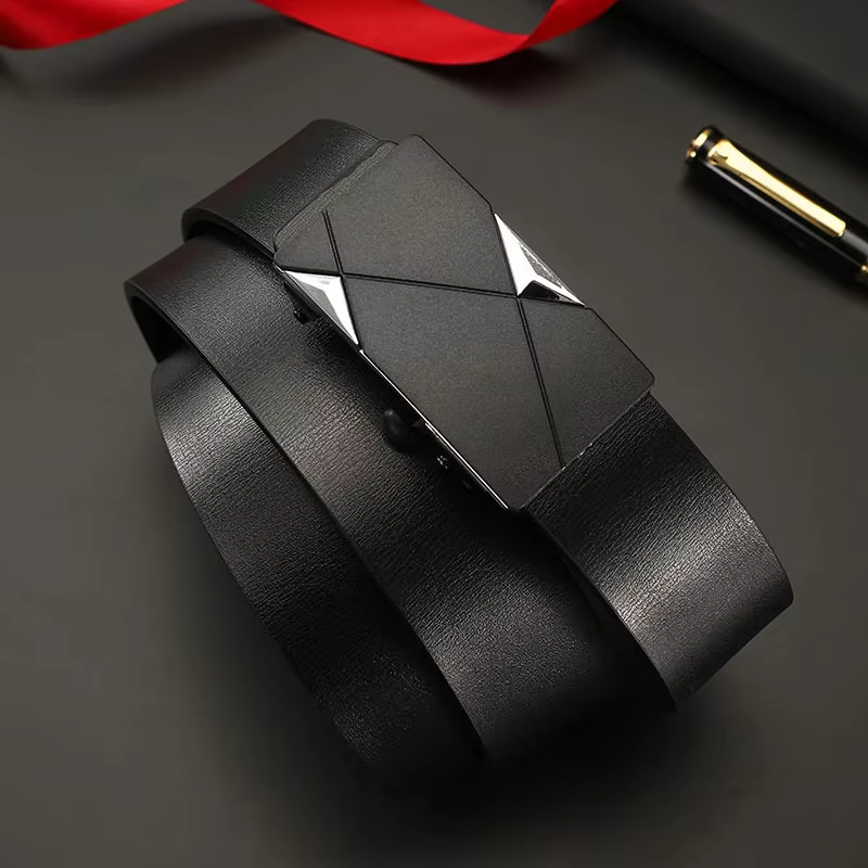 Ceinture à cliquet en cuir PU de luxe pour hommes – Boucle automatique avec micro-ajustement, ceintu